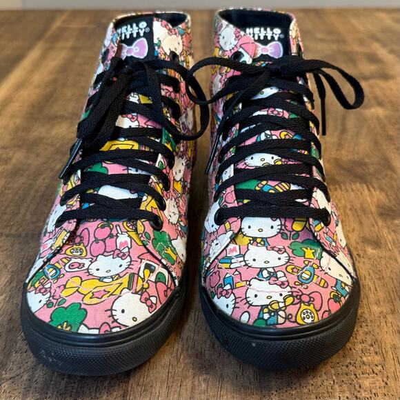 Vans Hello Kitty Sk-8 Hi Allover Bow Sanrio Ankle Sneaker BLK Men’s 5 Womens 6.5 - Picture 2 of 10